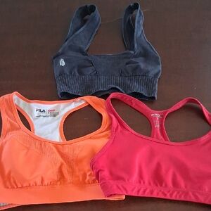Sports Bra Trio - Free People Black, Adidas  Orange, and Rebook Red